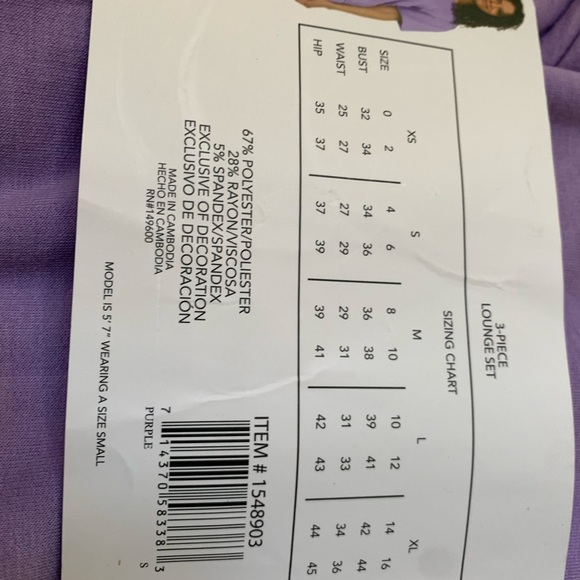 NWT Flora Nikrooz Purple Pajama Set for Cozy Relaxation - Picture 3 of 3